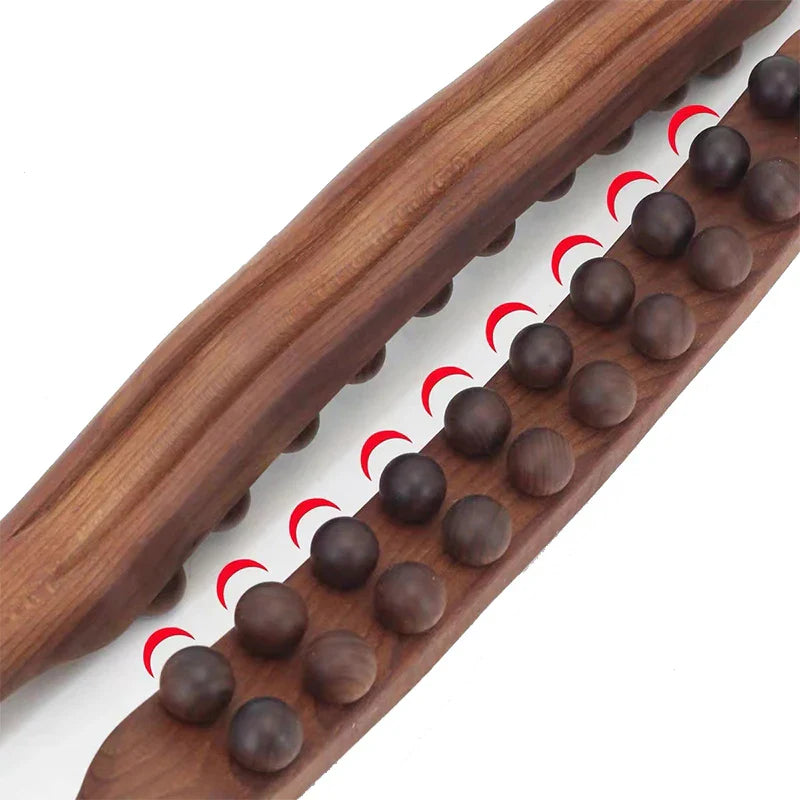 Povei Beads Rolling Pin Back Massage Stick for Relax Therapy & Guasha Treatment