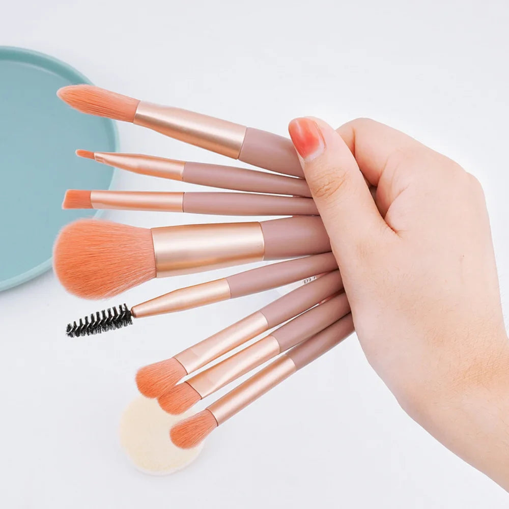 Povei Mini Makeup Brush Set: Blush Eyeshadow Loose Powder Foundation Brushes