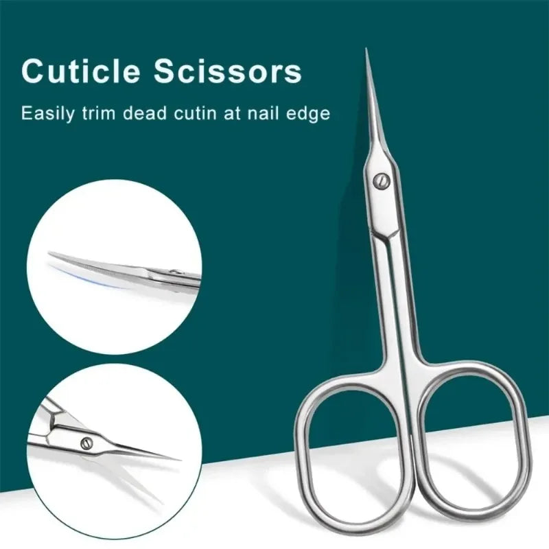 Povei Curved Stainless Steel Nail Cuticle Scissors for Manicure Pedicure Grooming