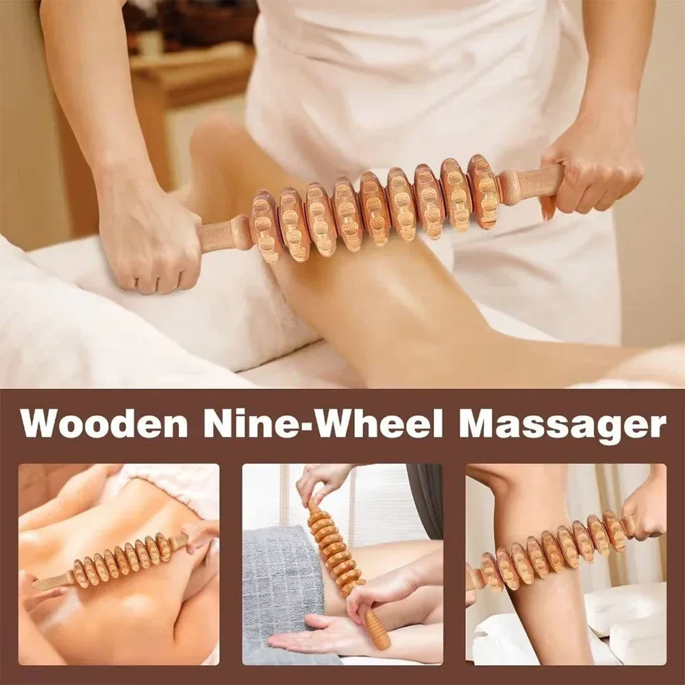 Povei Wood Therapy Massager Set for Body Shaping and Muscle Relaxation