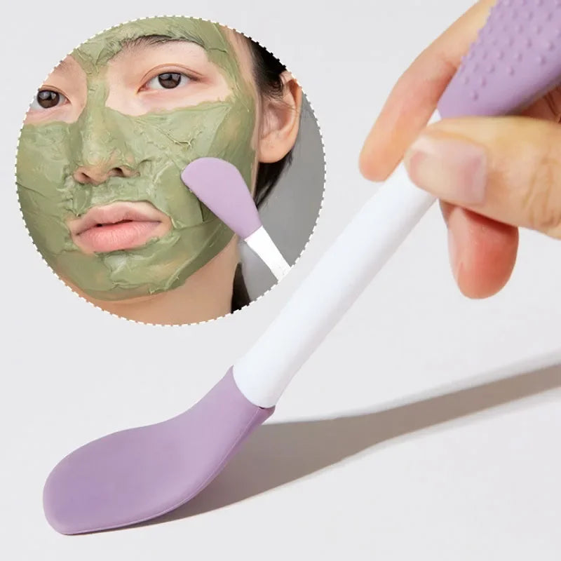 Povei Double Head Silicone Facial Mask Brush for Facial Massage and Cleaning