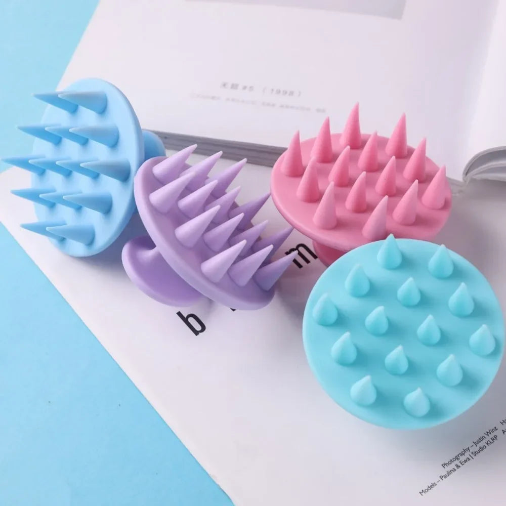 Povei Silicone Shampoo Brush Scalp Massager Hair Care Tool