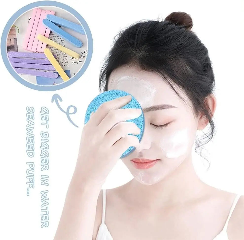 Povei Compressed Face Cleaning Sponge for Gentle Face Cleansing