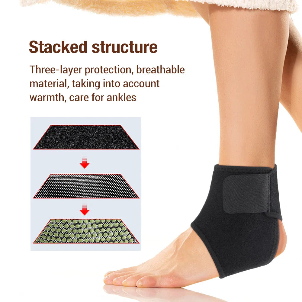 Povei Ankle Support Bandage | Self-Heating, Elastic, and Adjustable for Sport Fitness Guard