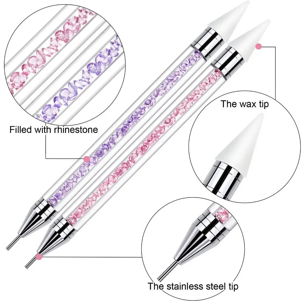 Povei Dual End Dotting Pen & Painting Brush Manicure Tool for Nail Art