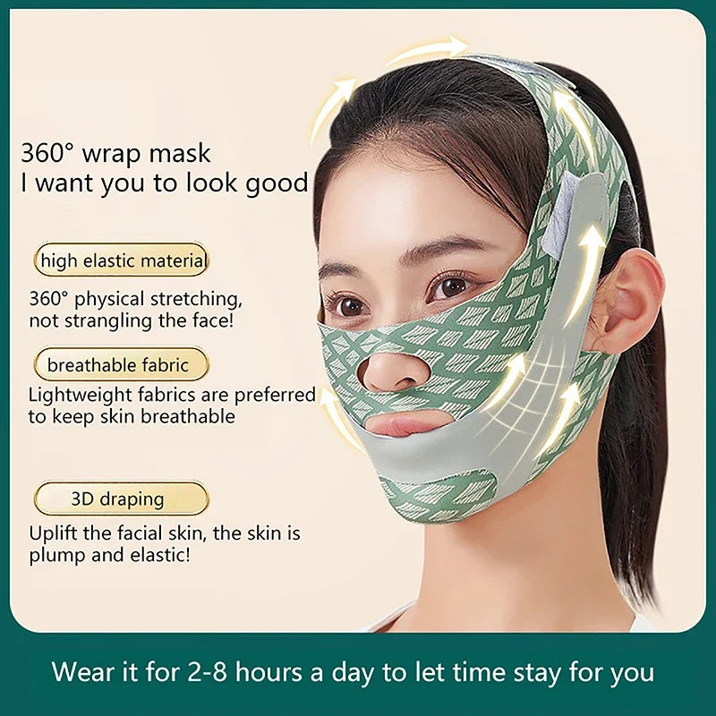 Povei V Line Face Shaper Strap Cheek Chin Lift Belt Anti Wrinkle Beauty Face Slimming Bandage