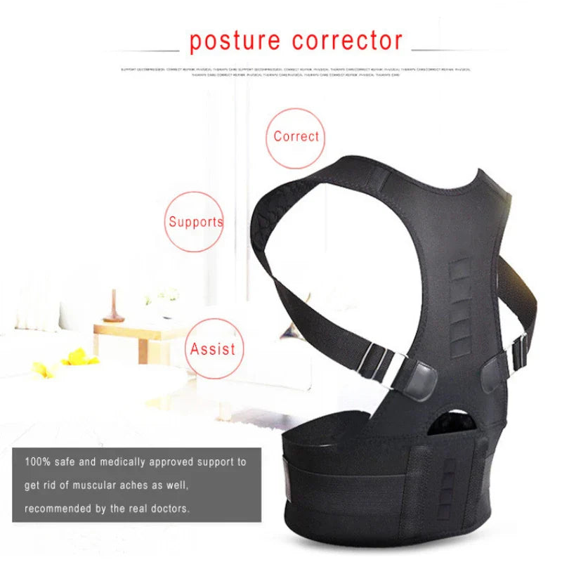 Povei Magnetic Posture Corrector Back Support Brace for Men and Women