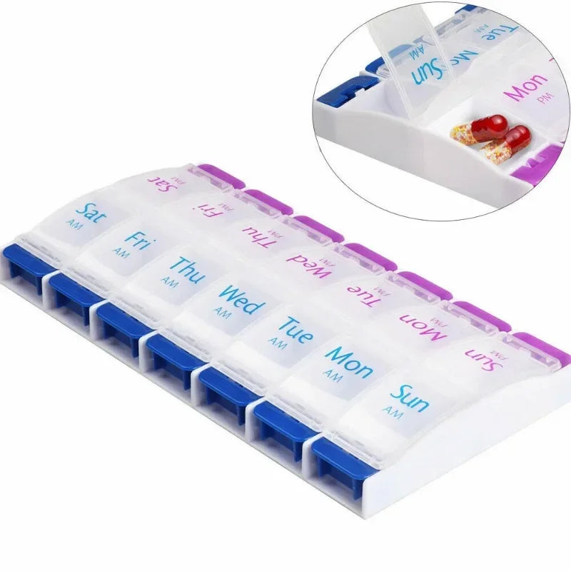 Povei 7 Days Pill Box Organizer Plastic Medicine Dispenser Cutter Drug Cases