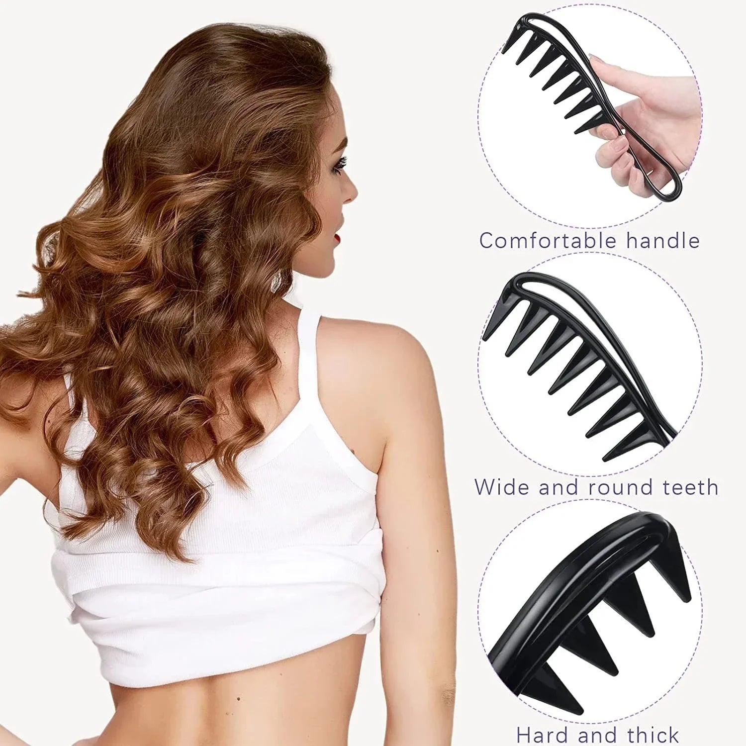 Povei Shark Wide Tooth Comb Hair Clipper Comb Hairdressing Salon Styling Tools