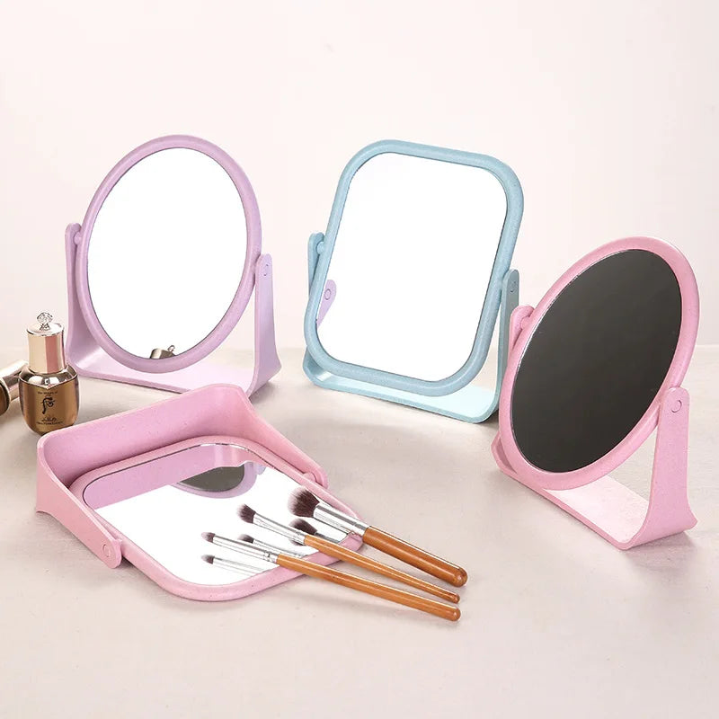 Povei 360° Rotating Colorful Makeup Mirror for Vanity | Double Sided Desktop Stand Mirror