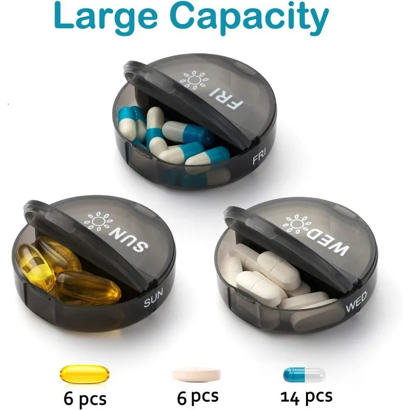 Povei Weekly Pill Organizer - 14 Slots Medication Box for Vitamins & Supplements