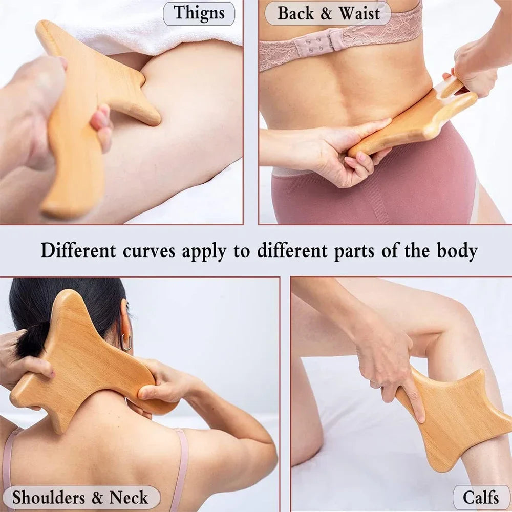 Povei Curved Massage Roller Stick for Wood Therapy, Body Sculpting and Lymphatic Drainage