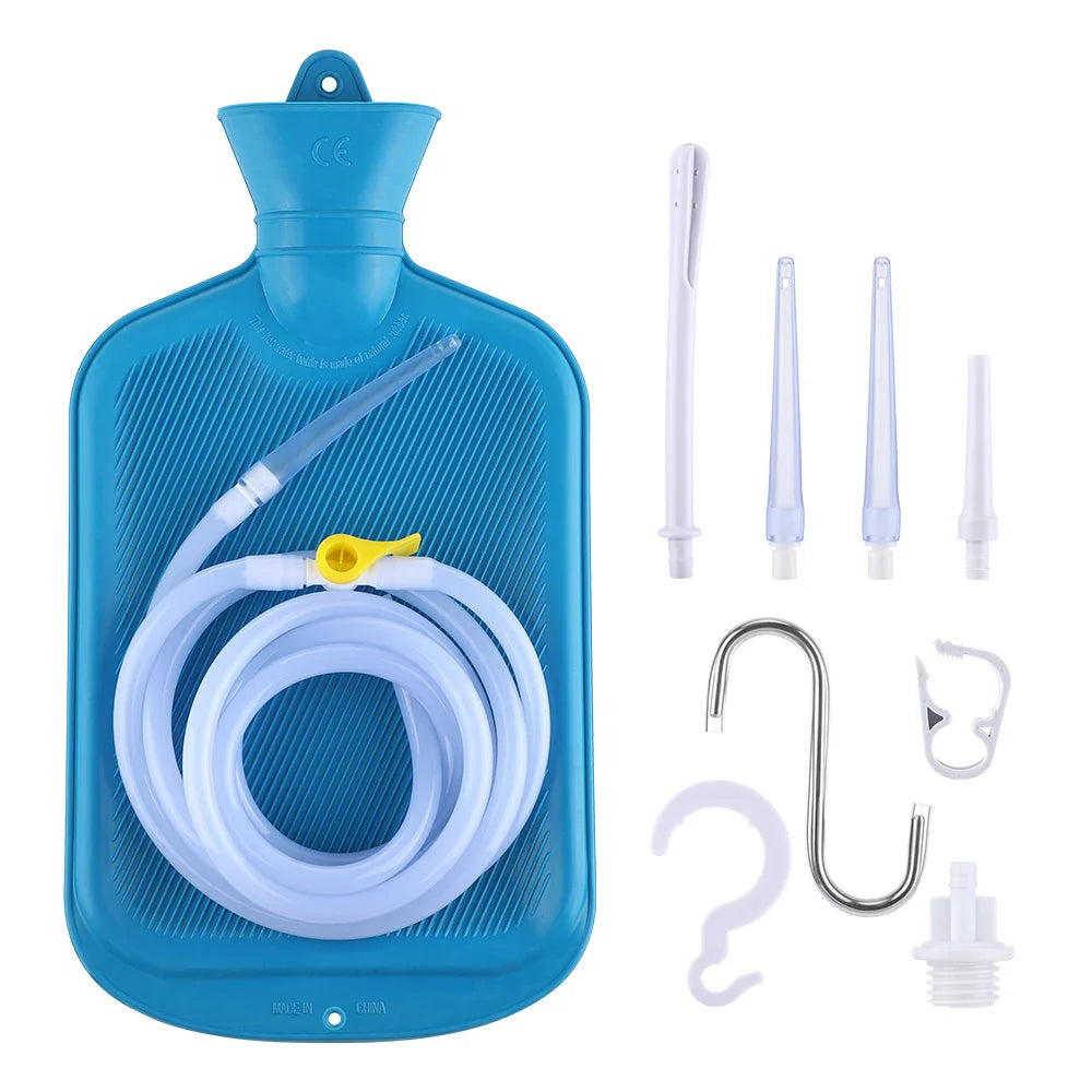 Povei 2L Silicone Enema Bag Kit with 4 Nozzles for Colon Cleansing and Detox