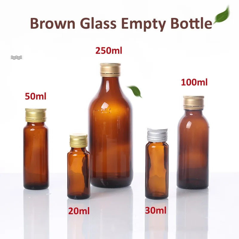 Povei 100ml Brown Glass Bottle With Screw Cap - Refillable Storage Container