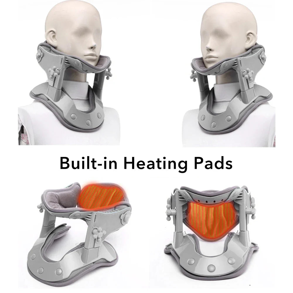 Povei Adjustable Neck Brace with Heating and Traction Support