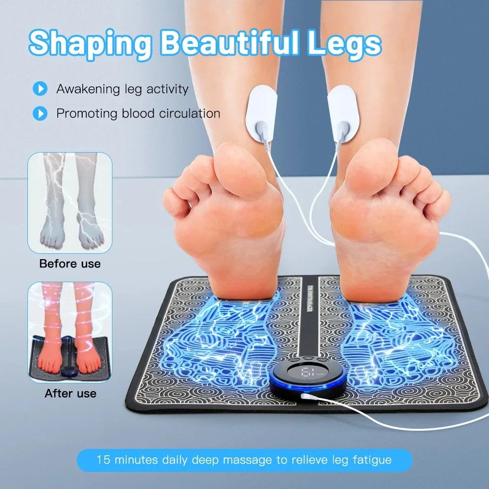 Povei Electric Foot Massager Pad EMS Muscle Stimulation Acupoints Massage Mats