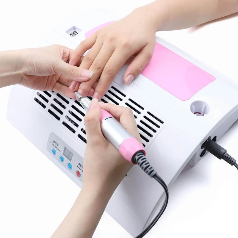 Povei UV Nail Lamp Gel Polish Dryer Electric Drill Dust Collector Manicure Machine