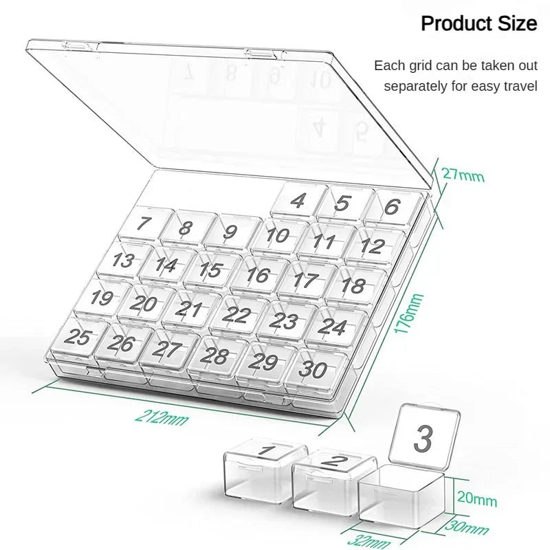 Povei 30-Day Pill Box Organizer for Vitamins and Medication