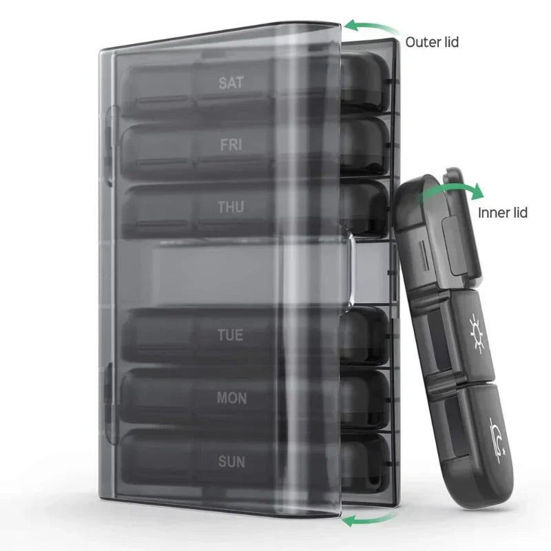 Povei 7-Day Pill Organizer with 21/14 Grids, 3 Daily Compartments