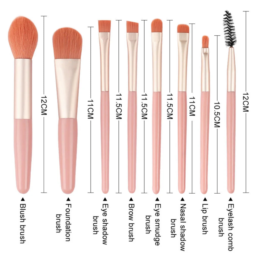 Povei Mini Makeup Brush Set: Blush Eyeshadow Loose Powder Foundation Brushes