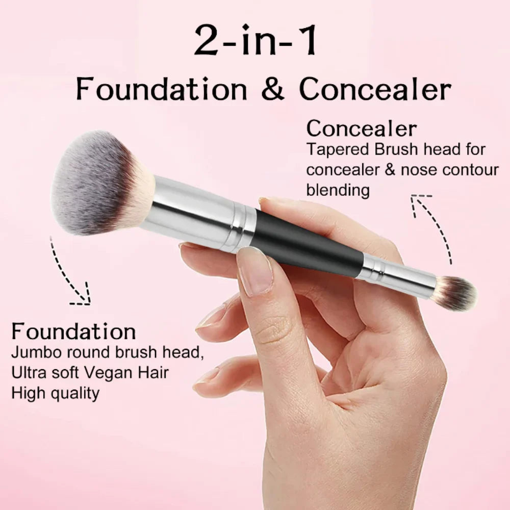 Povei Dual Head Makeup Brush Set for Seamless Beauty Application