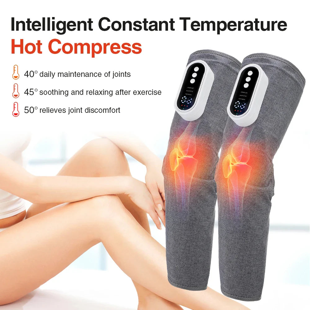 Povei Air Pressure Leg Massager with Heat: Full Wrap, 360° Massage for Relaxation & Circulation.