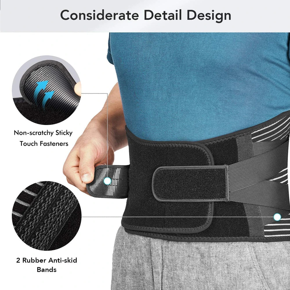 Povei Back Brace for Lower Back Pain Relief - Unisex Gym Lumbar Support