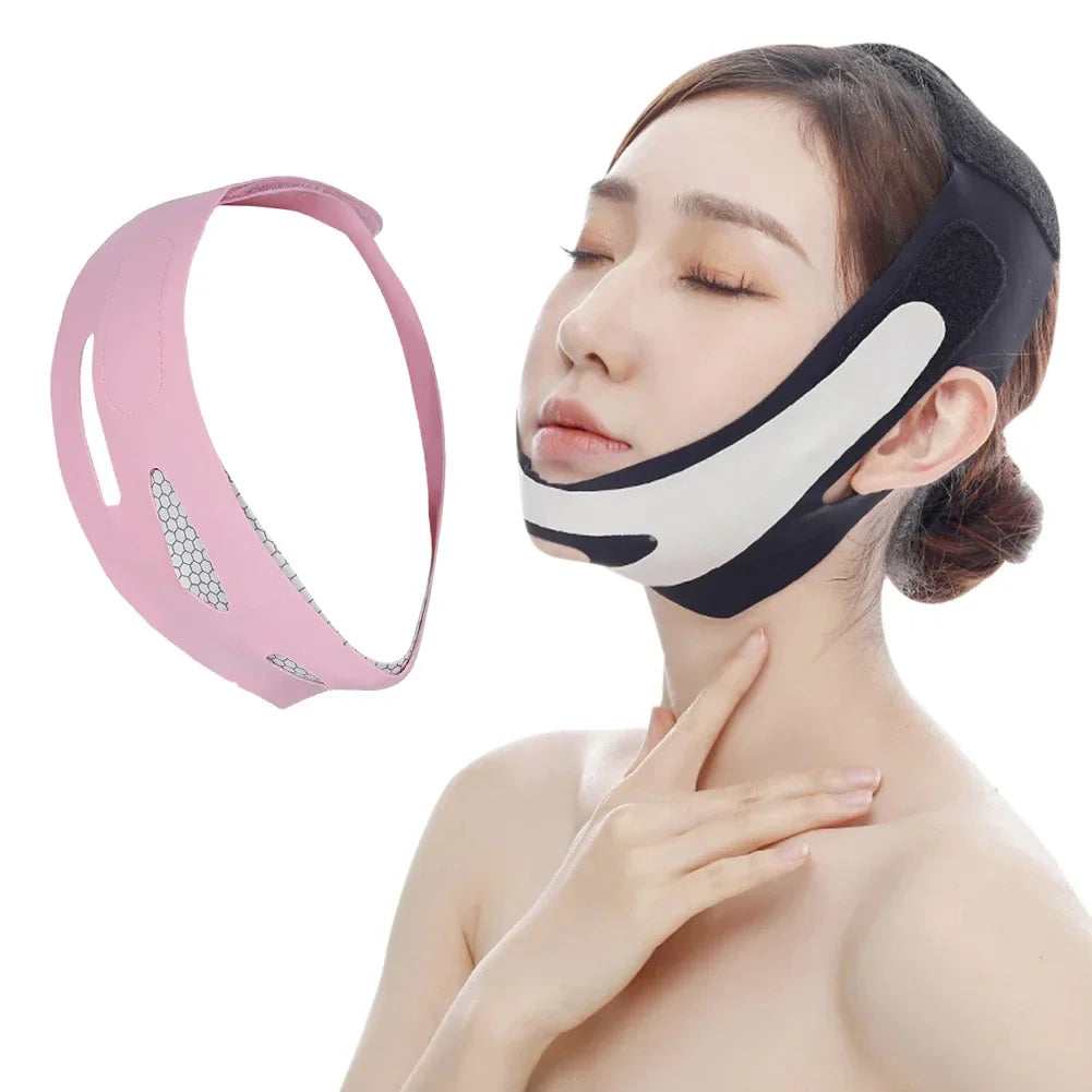 Povei V Line Face Slimming Bandage Facial Lift Up Belt Double Chin Reduction Beauty Face Shaper