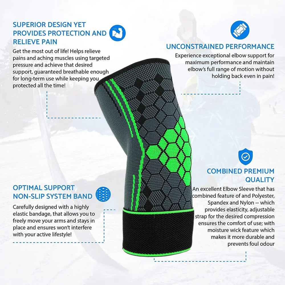 Povei Elbow Brace Compression Support Sleeve for Tendonitis & Sports Injuries