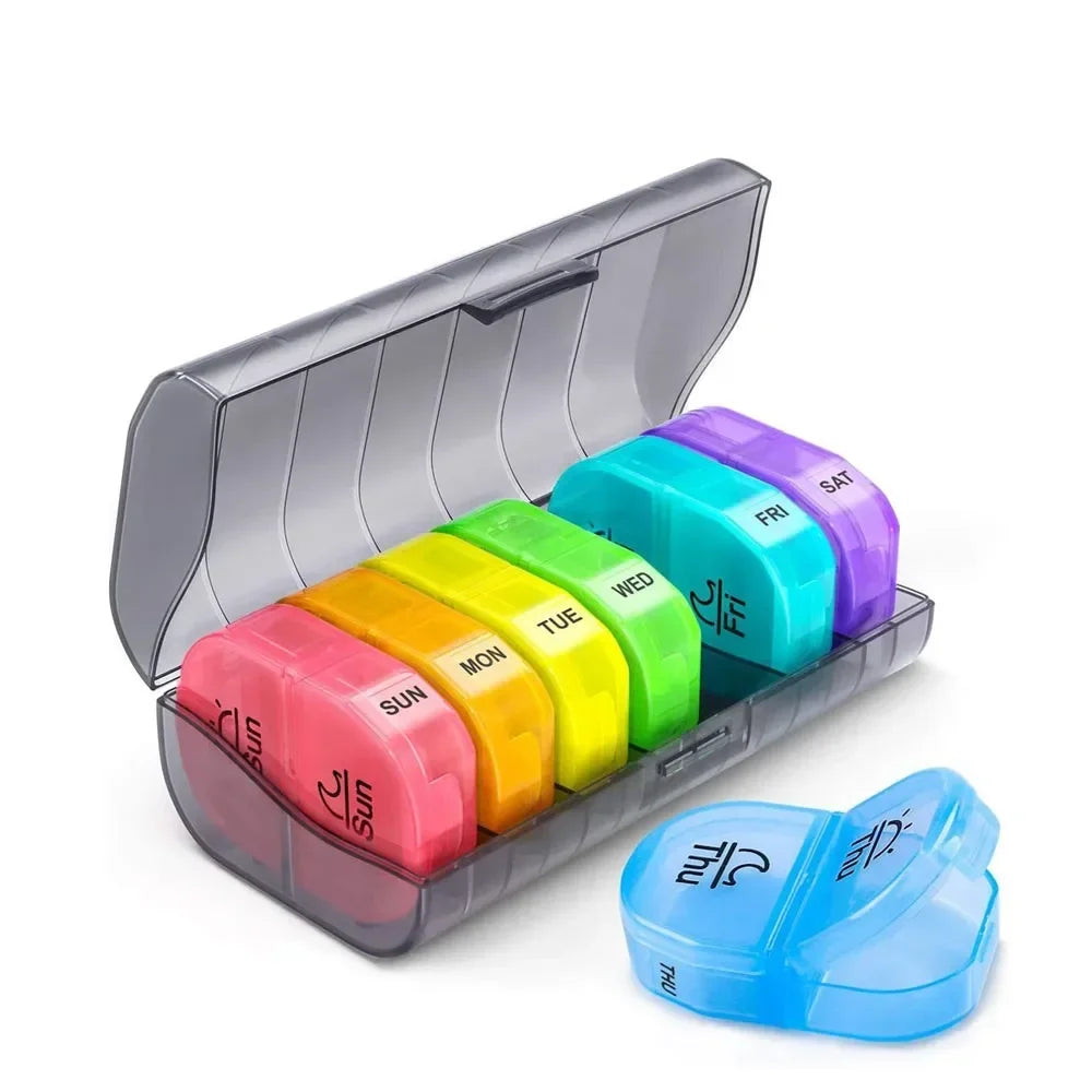 Povei 2-Times-a-Day Pill Organizer with 7 Large Compartments