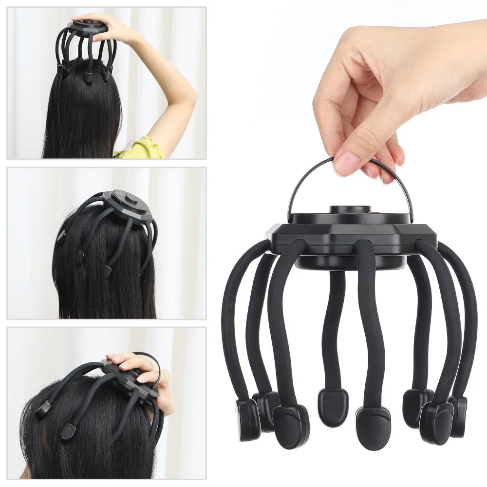 Povei Electric Octopus Claw Head Massager with 3 Vibration Modes