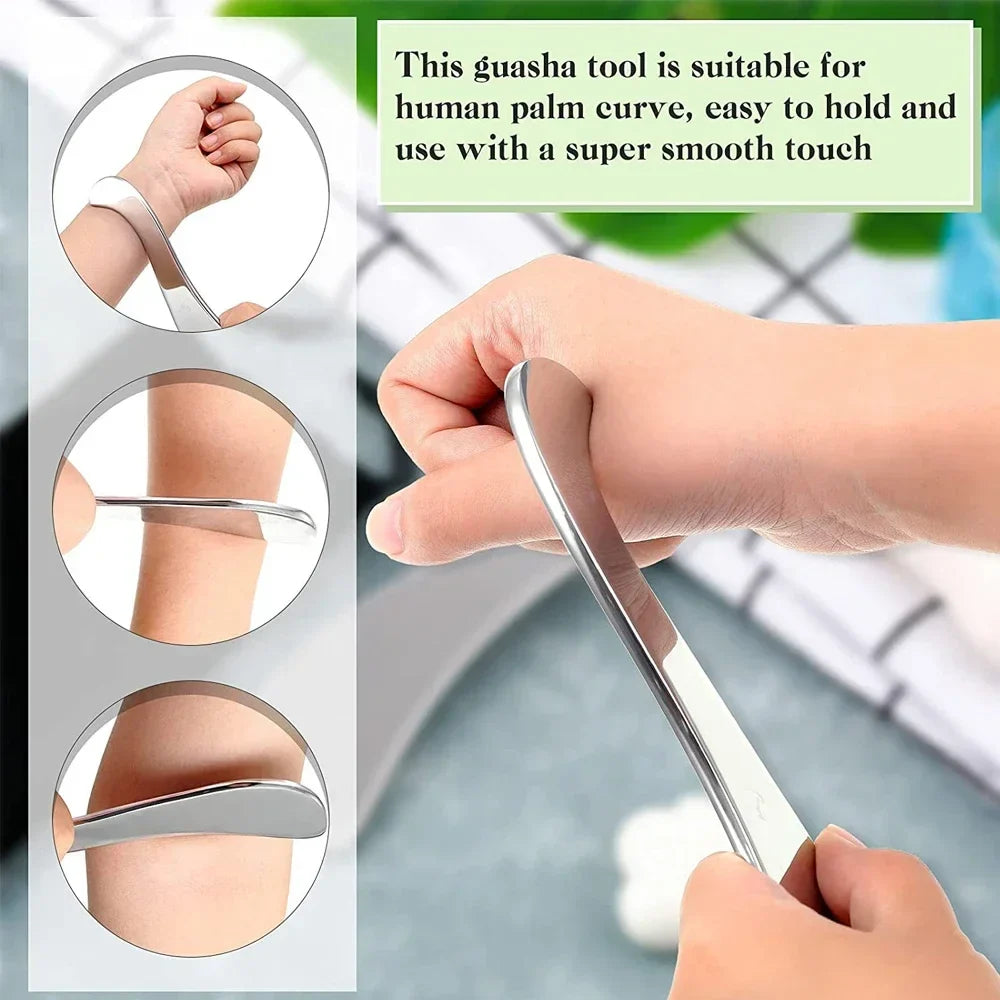 Povei Stainless Steel Guasha Massage Tool for Soft Tissue Therapy