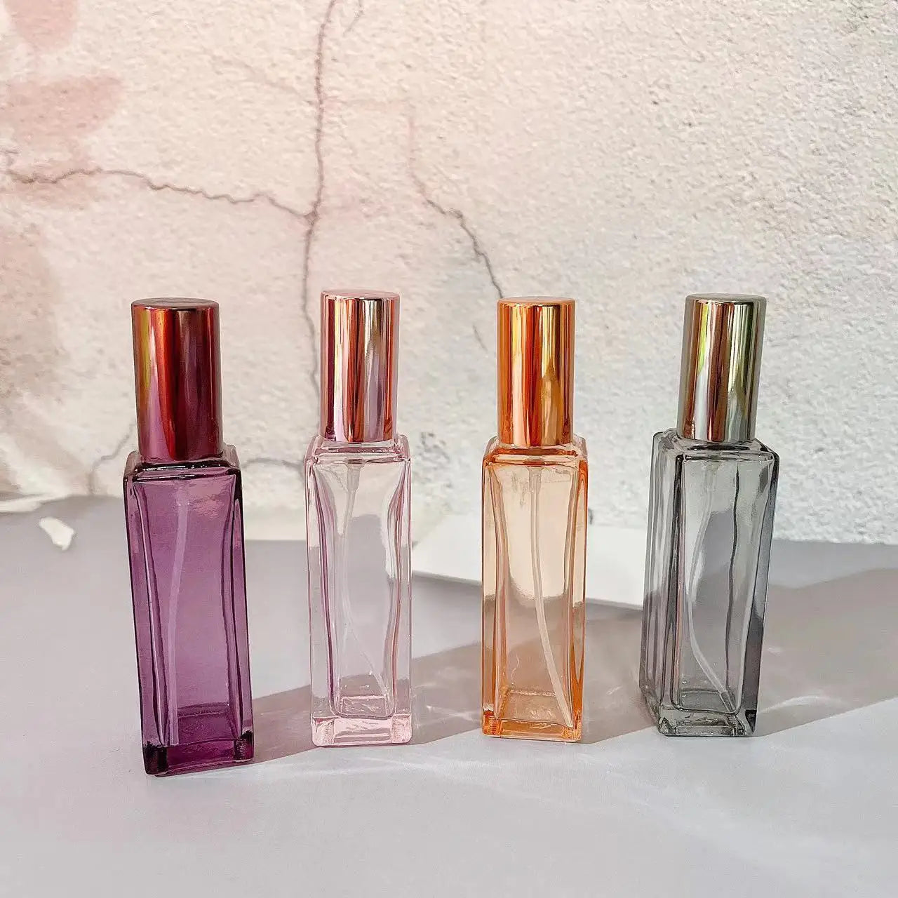 Povei 20ml Square Glass Perfume Bottle Spray Container Empty Cosmetic Sub-bottle