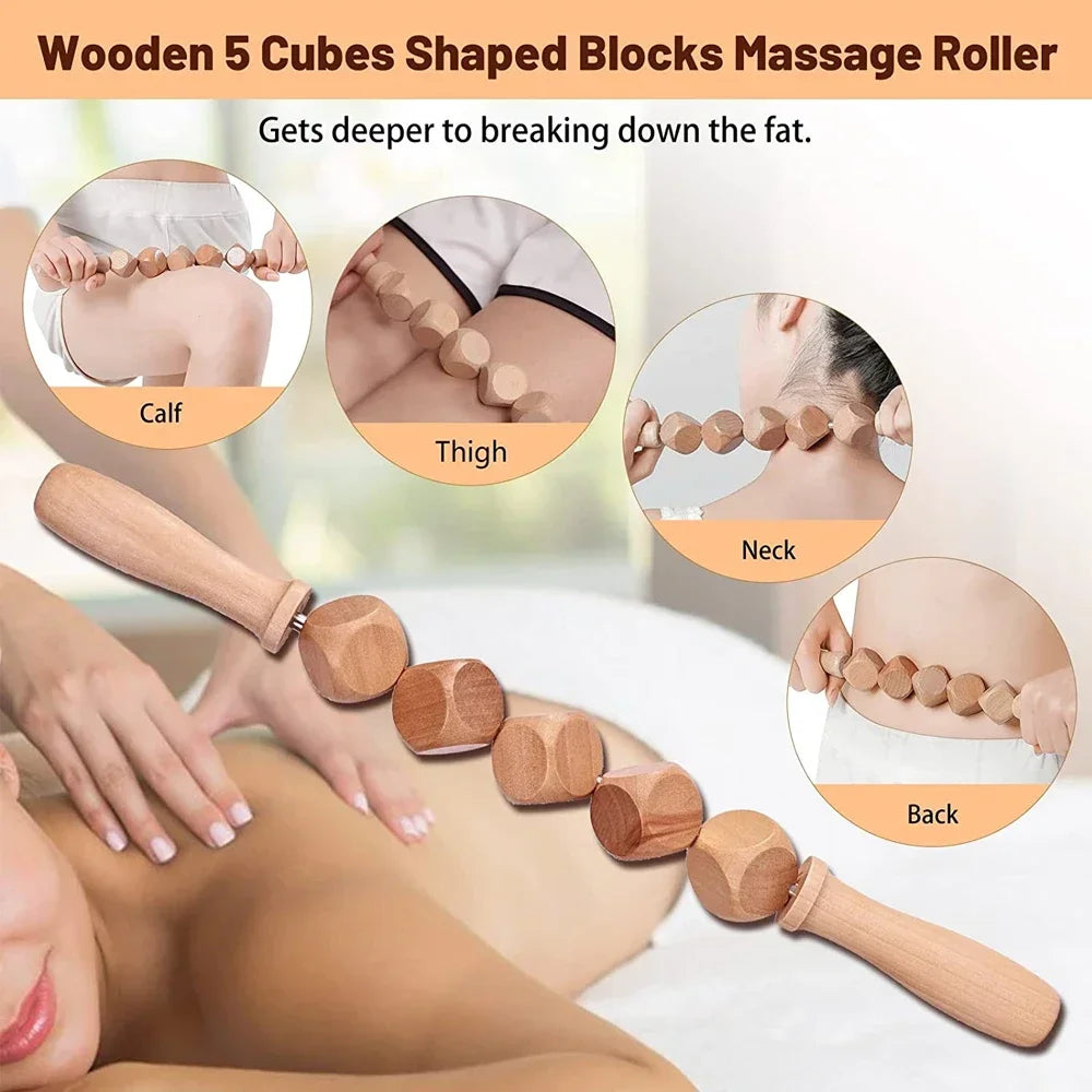 Povei Wood Therapy Massage Tools Kit for Anti-Cellulite Muscle Pain Relief