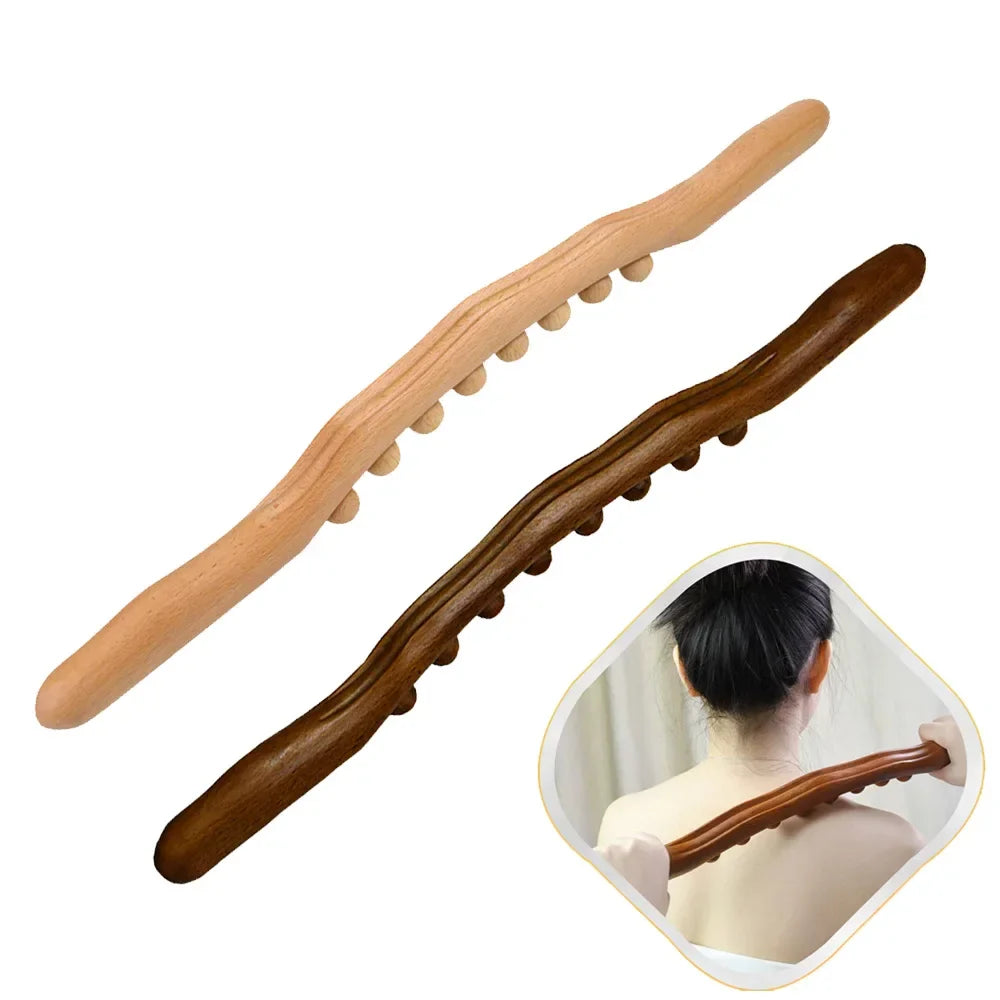 Povei Carbonized Wood Scraping Massage Stick for Back and Body Guasha Therapy