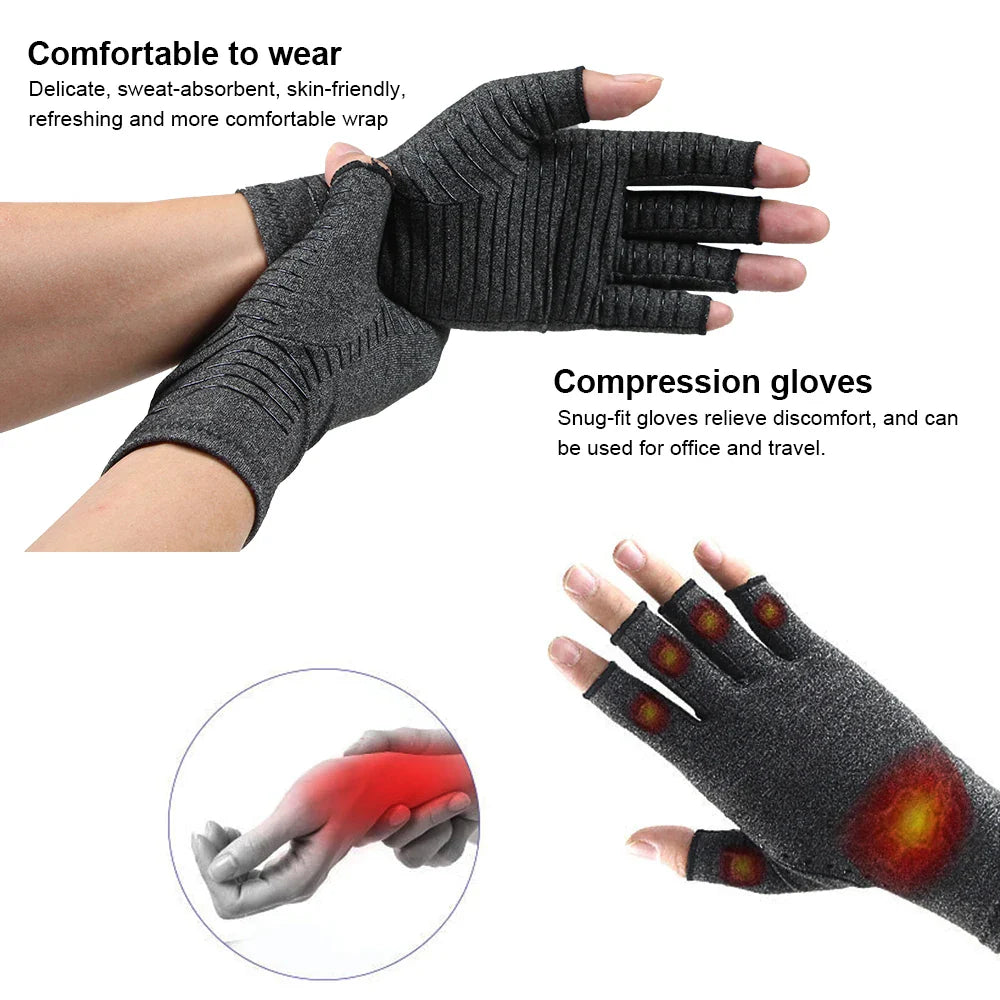 Povei Compression Arthritis Gloves: Joint Pain Relief, Wrist Support, Fingerless Glove