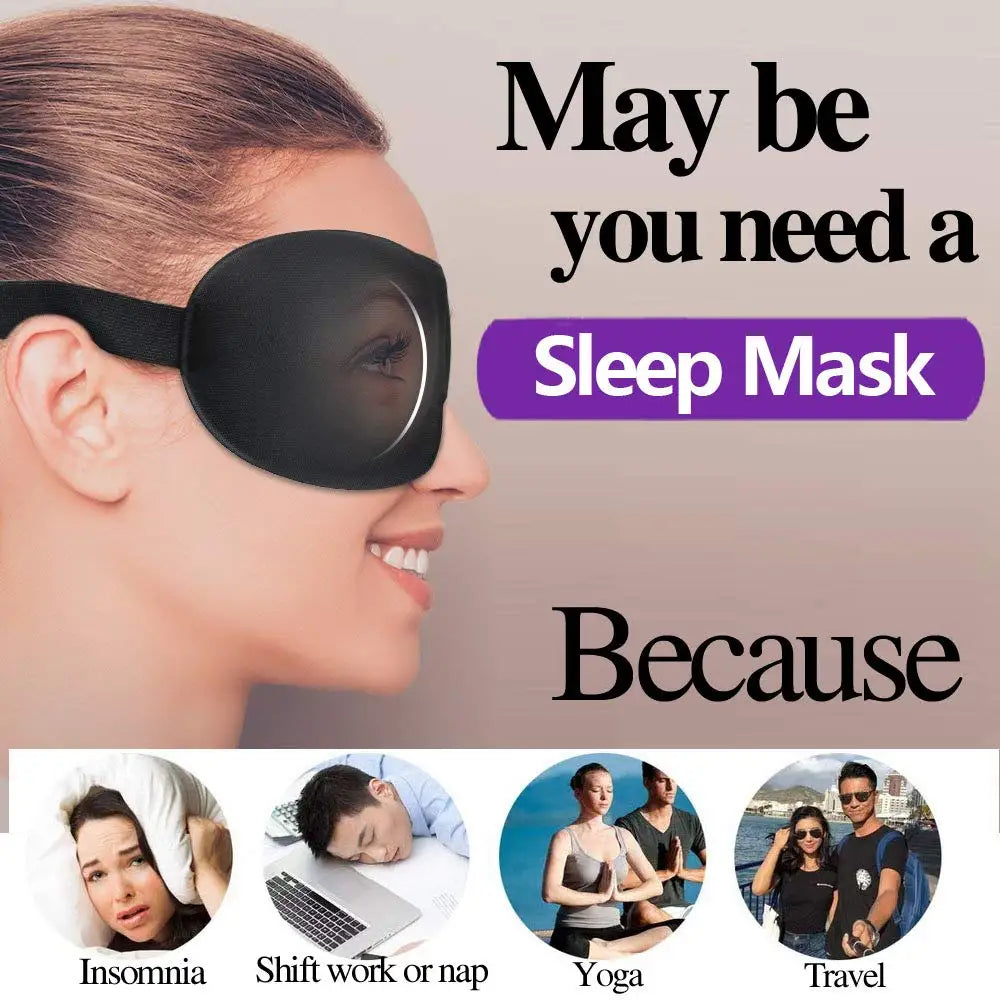 Povei 3D Sleep Mask - Total Darkness Eye Cover for Travel and Nap