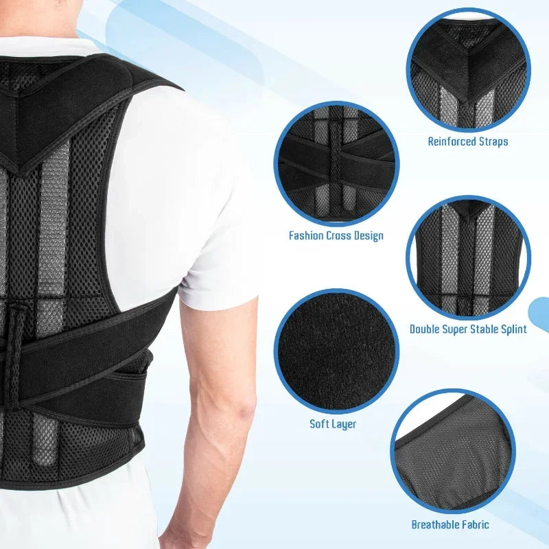 Povei Posture Corrector Back Support Brace Orthopedic Shoulder Wrap for Back Straightening