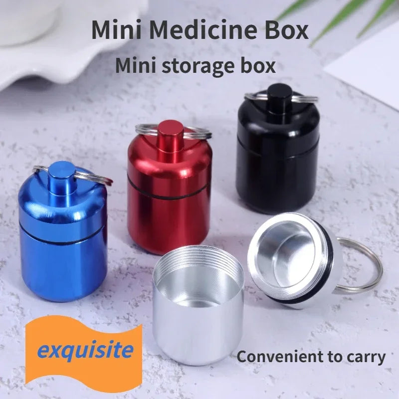 Povei Mini Waterproof Pill Box Keychain Container for Travel and Health Care