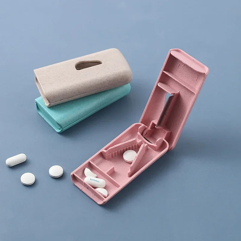 Povei Portable Pill Cutter Box Splitter Medicine Holder