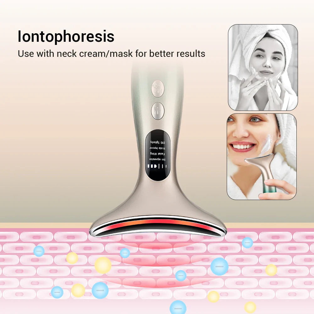 Povei LED Photon Neck Face Massager for Skin Tightening and Rejuvenation