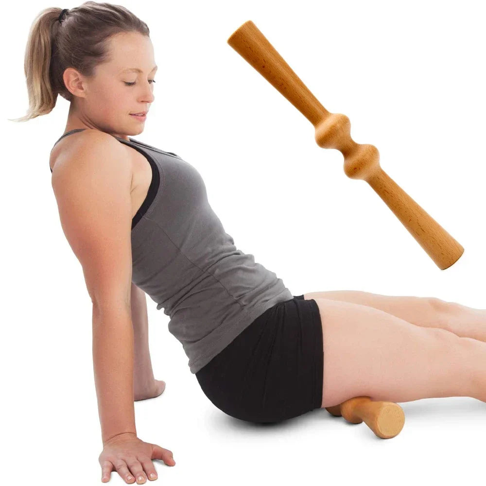 Povei Wood Back Roller & Spine Stretcher for Pain Relief, Muscle Recovery & Massage