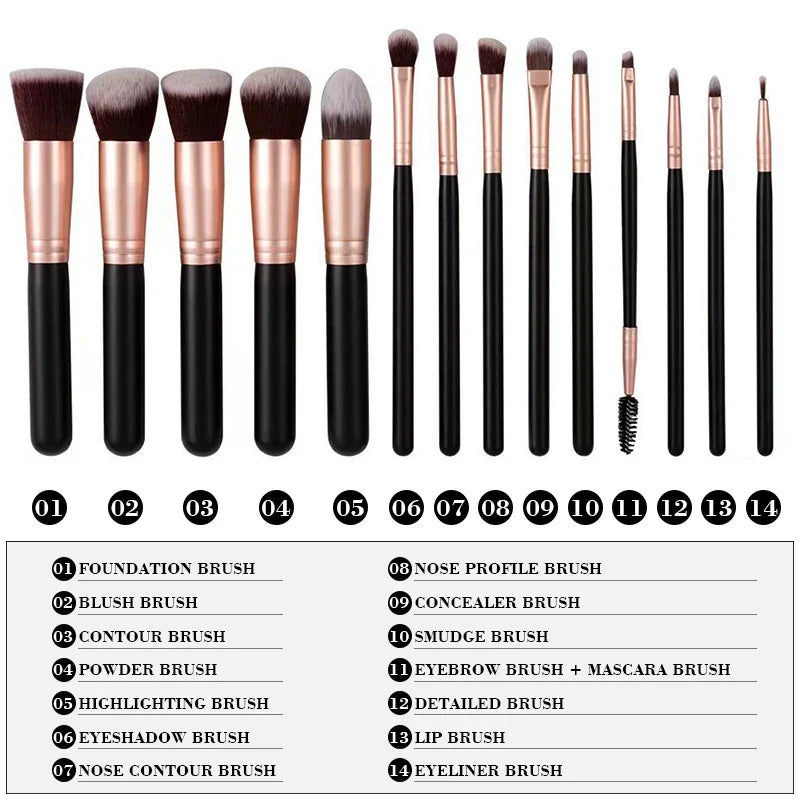 Povei 10pcs Makeup Brushes Set for Foundation, Blush, Eyeshadow, and Lip Brush