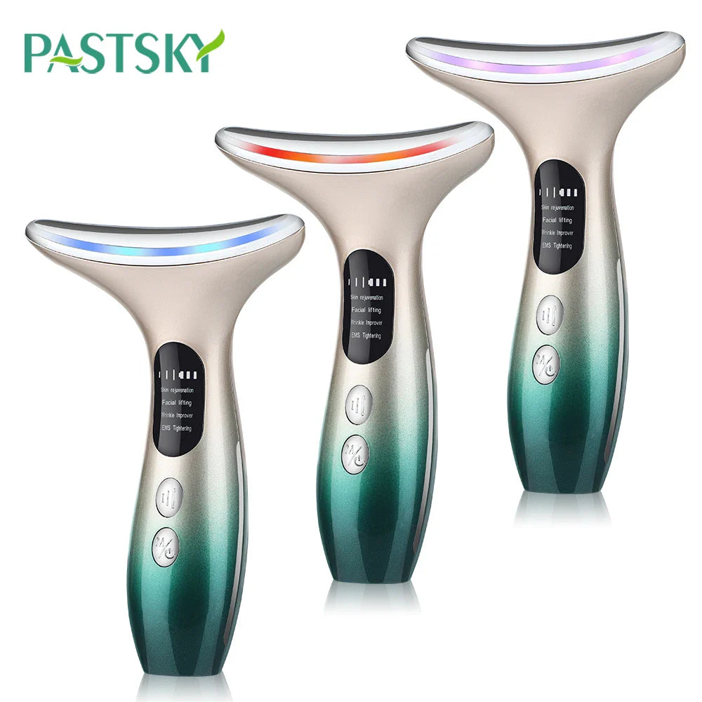 Povei LED Photon Neck Face Massager for Skin Tightening and Rejuvenation