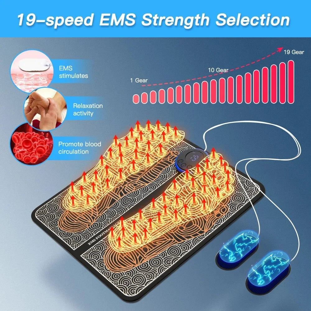 Povei Electric EMS Foot Massager Pad with Acupoints Stimulation & USB Charging