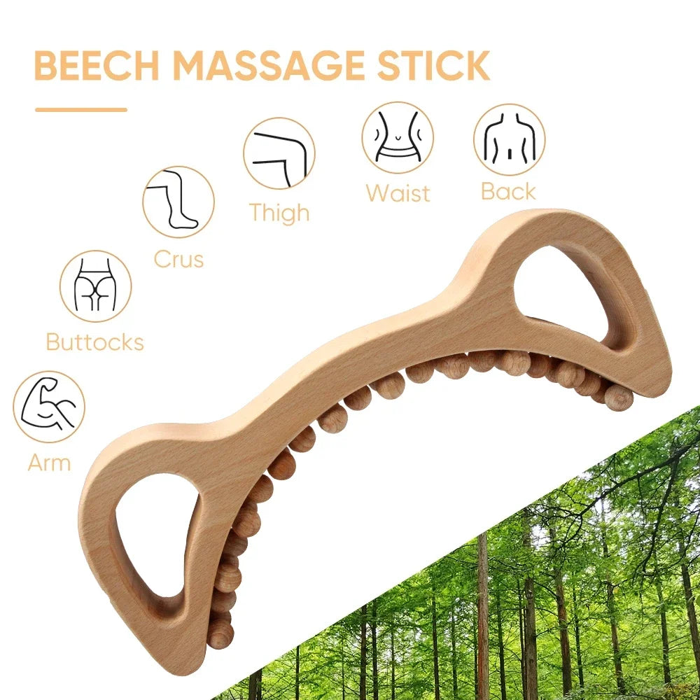 Povei Wooden Body Slim Brush for Lymphatic Drainage and Cellulite Reduction