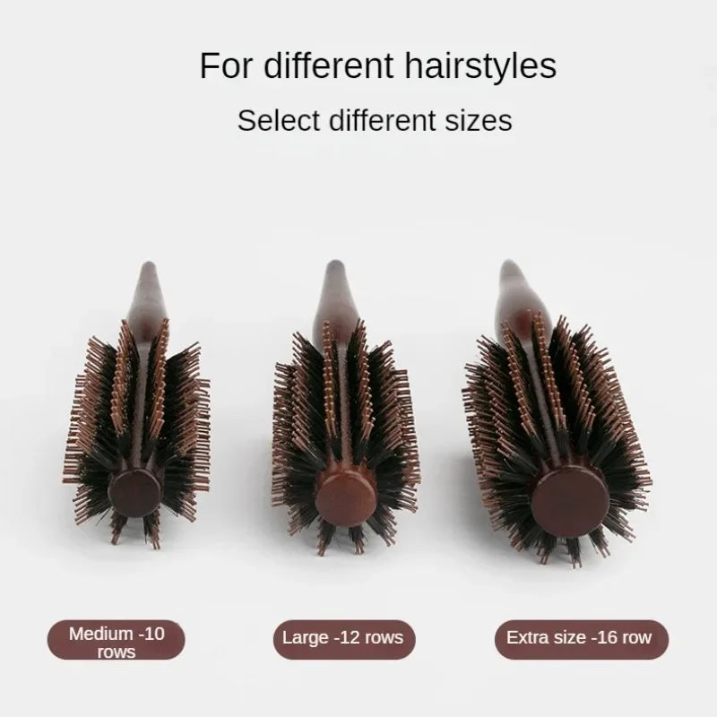 Povei Curly Hair Comb & Boar Bristle Round Barrel Brush