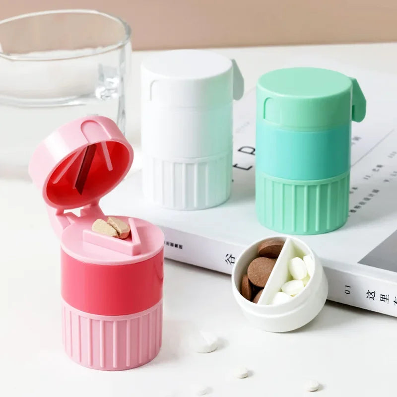 Povei 4-in-1 Pill Cutter Grinder Storage Crusher