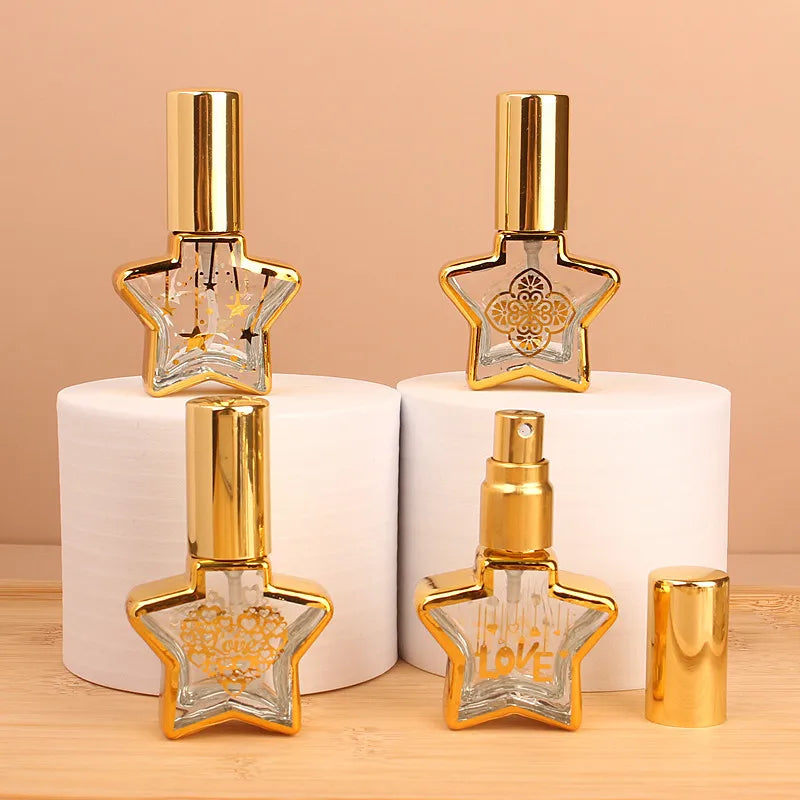 Povei 8ml Gold Glass Spray Perfume Bottle - Refillable Atomizer Cosmetic Container