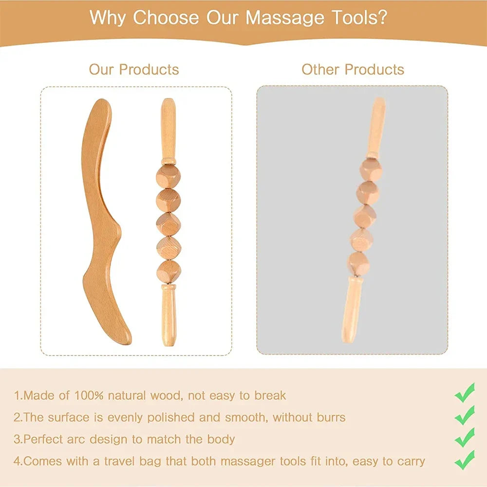 Povei Wood Therapy Cellulite Massager Roller - Professional Body Contouring Tool